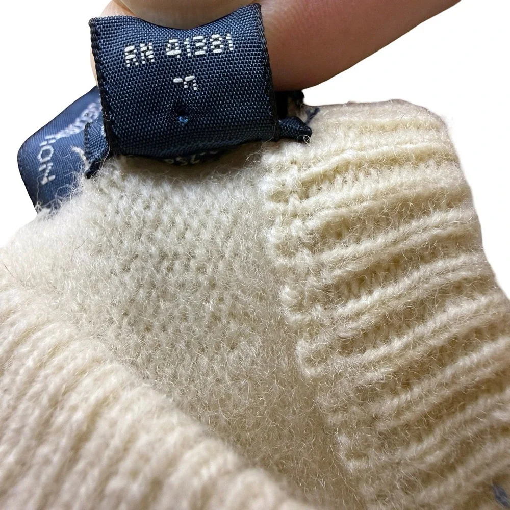 Polo Ralph Lauren V-Neck Sweater Mens M Cream Fair 100% Lambswool Knit Pullover